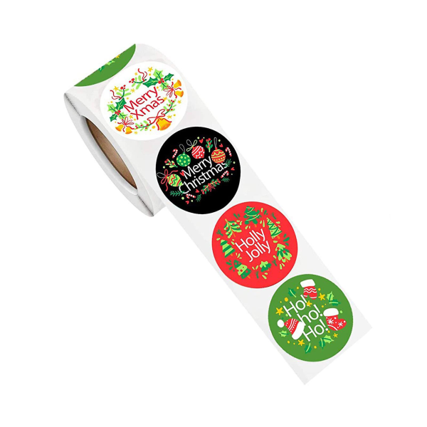 Farfi 500 st julklistermärken Snygga kraftpapper runda färgglada god julklistermärken Skrivbordsdekor