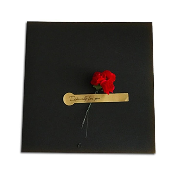 Svart Kraftpapper presentförpackning med rosor Enkel design Presentbehållare med lock