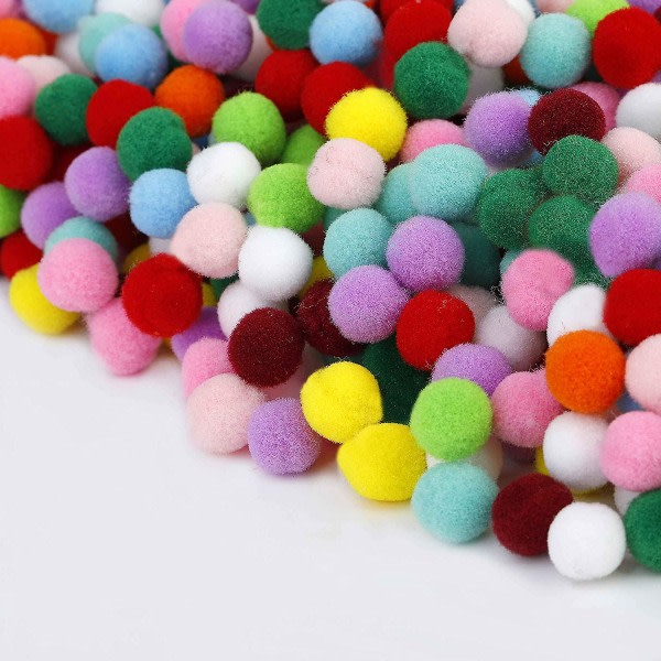 Pompoms Craft Elastisk Mini Pompoms Dekorationer Bollar för hobbytillbehör 1cm Olika färger för barn DIY Creative Crafts (2100st)