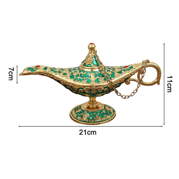 Piao Classic Aladdin Magic Genie Lamp Legend Önskeljus Dräktlampa Metall snidad rökelsebrännare för hem bordsskiva dekoration