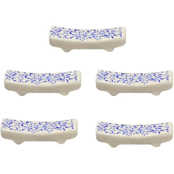 5 par hållare för ätpinnar i porslin för bänkskiva, keramisk ätpinnehållare Söt (blå solros) Blå solros -
