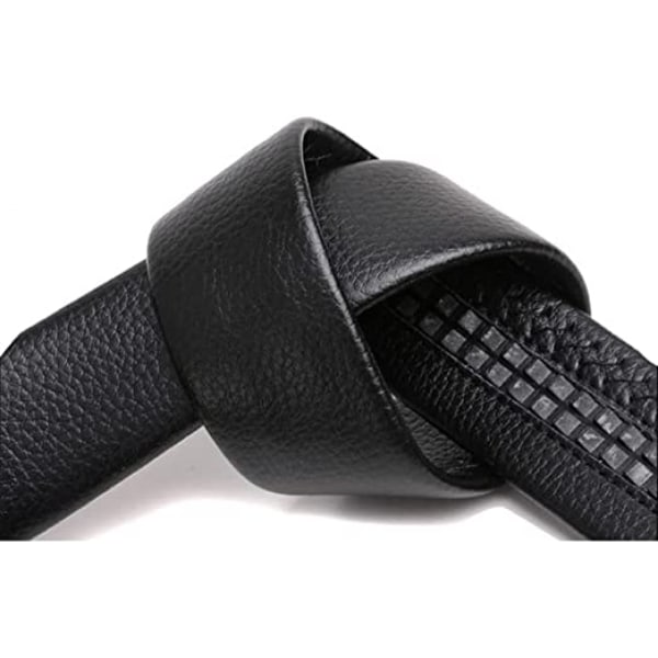 Bekvämt justerbart bälte för män Casual Jeans Auto Spänne Fashion Luxury Svart äkta läder jeansbälte (120cm)