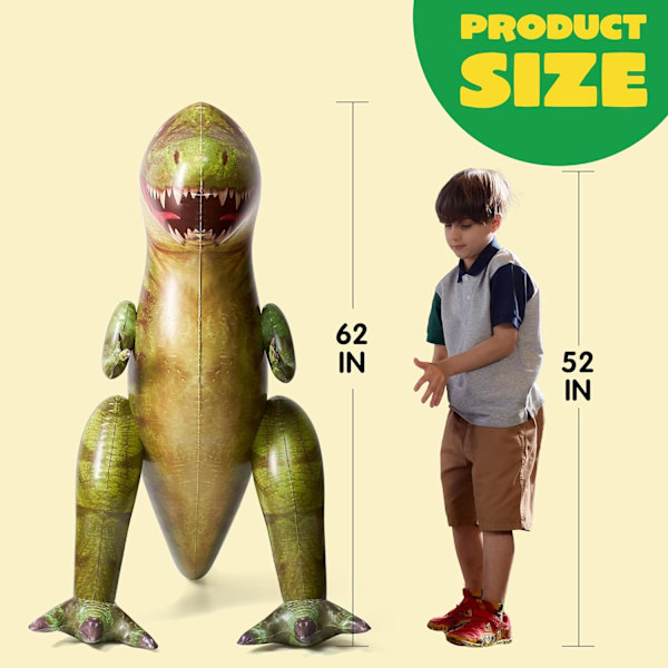 157 cm (63 tommer) Giant T-rex Dinosaur Oppblåsbar Bassengfest Dekorasjoner Bursdagsfest Gave til Barn og Voksne