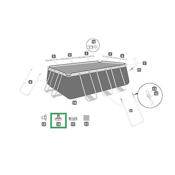 Bestway P6H1419 Letkuliitin (Harmaa 32 mm) - Liitäntäadapteri uima-altaille