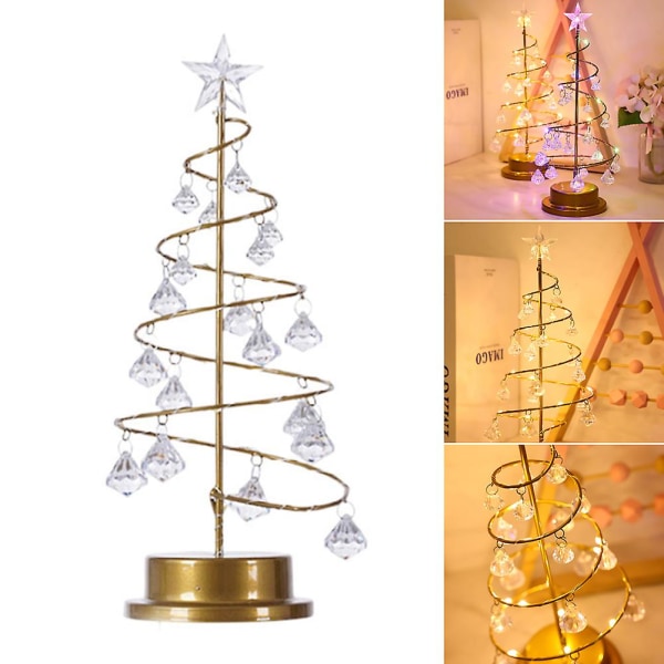 Konstgjorda julgranspiraler Trädformsbelysning med topper Xmas Konstatmosfär Dekorativt bord Fairy Light