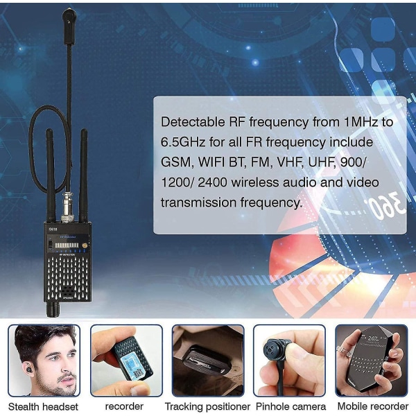 Detector de Cámara Antiespía, Detector Frecuencia RF GSM-kamera GPS-signaldetektor för GPS Invisibl