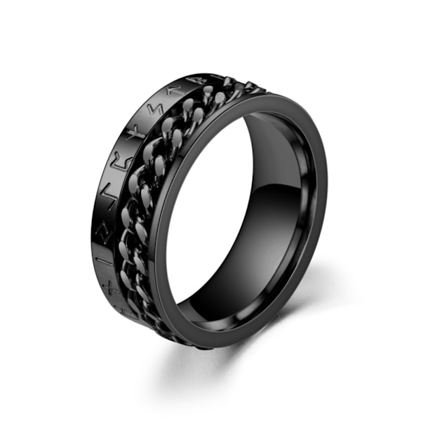 Populær Viking-bokstaver ring i rustfritt stål, titanring, nordisk stil black Standard size 10