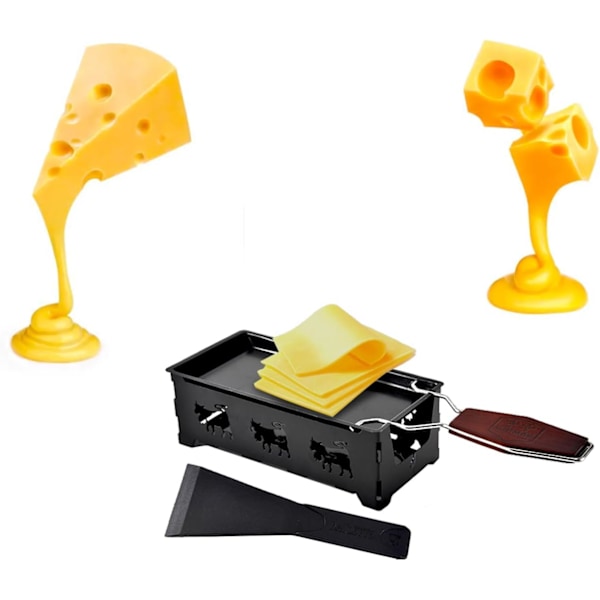 Mini raclette-sæt, bærbar raclette-grill, mini-grill-sæt, til smeltning af chokoladeost, egnet til hjem, restaurant, bageri