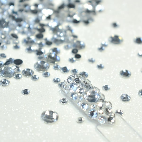 1000 stk. Neglekunst Rhinestones Mix 2mm 3mm 6mm Klar Krystal Runde Perler Negle DIY Transparent Rhinestone til Fingre