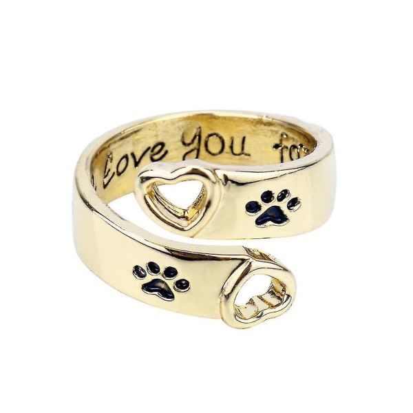 I Will Love You Forever Hollow Ring Dog Paws Alloy Finger Ring f?r dagligt bruk