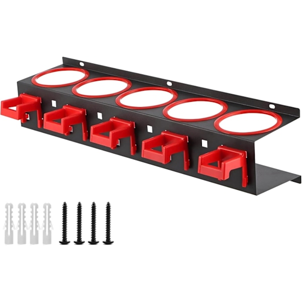 Veggmontert sprayflaskeholder 5 spor detaljert flaskeholder med 5 firkantede kroker karbonstål sprayflaskeholder for garasje hjemmedekor Parent