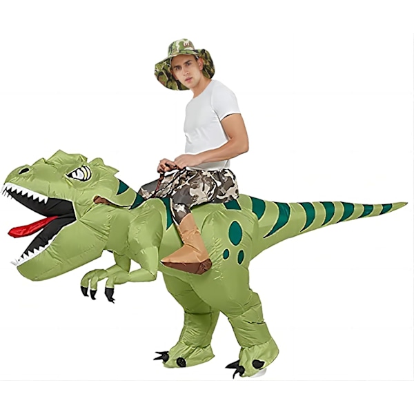 Oppustelig dinosaur kostume T Rex Air Blow up Sjov Maskerade Fest Halloween kostume til voksne