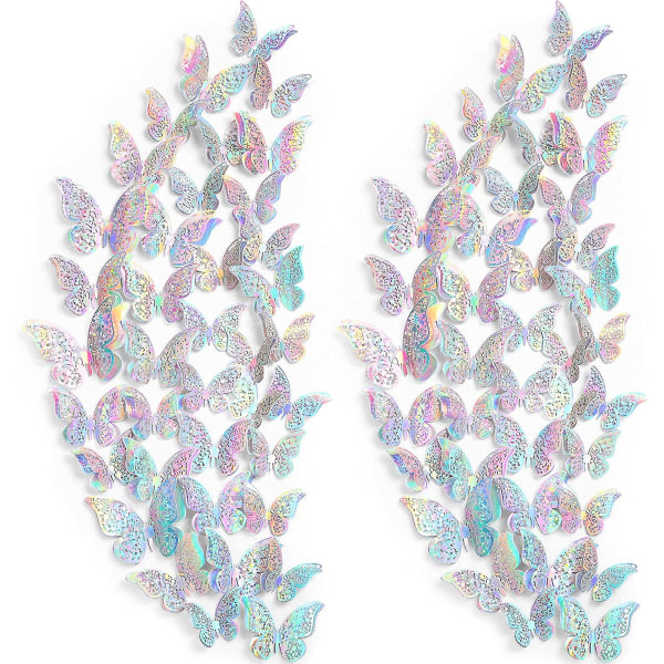 120 stycken 60 par 3d skiktad fjärilsväggdekor Avtagbara fjärilsdekor ihåliga väggmålningsdekaler Gör-det-själv-dekorativa väggkonsthantverk för baby Hem