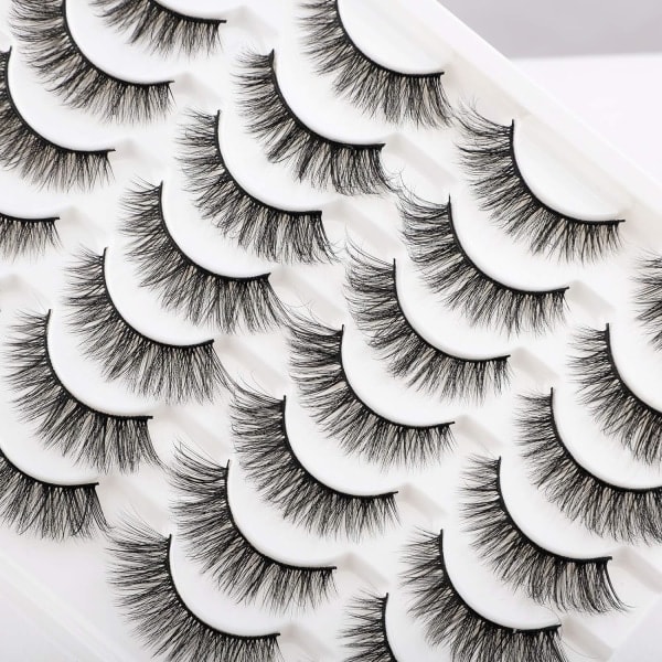 Falske øyevipper Cat Eyes Wispy Natural Faux Mink Lashes 14 par pakke Lett volum korte falske øyevipper Multipack