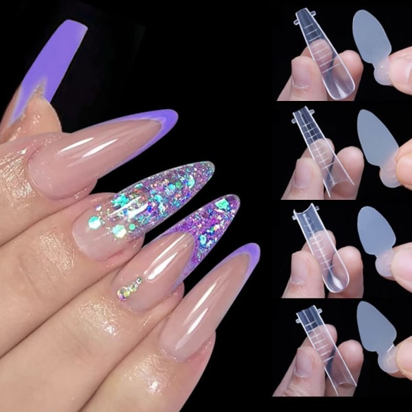 48 st French Forma Dual Sticker Nail Forms Mjuk Silikon Pad French Extend Nail Stencil Dual Form French Insert Nail