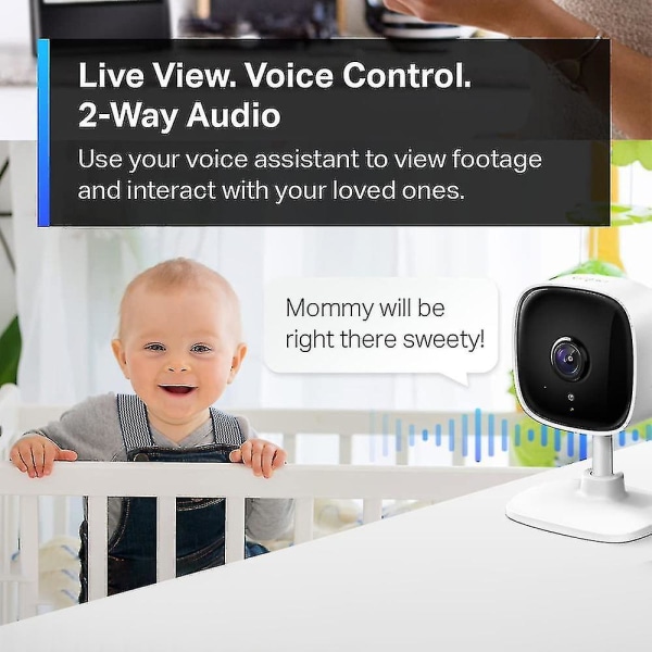 1080p inomhussäkerhetskamera för baby , hundkamera med rörelsedetektion, 2-vägs ljudsiren, mörkerseende -j