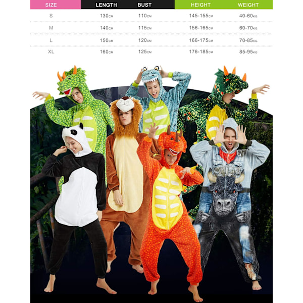 Voksen Unisex Jumpsuits Kostume Dyrekostume Dragt Kick Suit Natkjole Pyjamas Hætte Natbeklædning Cosplay Tegneserie Kigurumi Karneval Jul Halloween B-darkgreen dinosaurie S