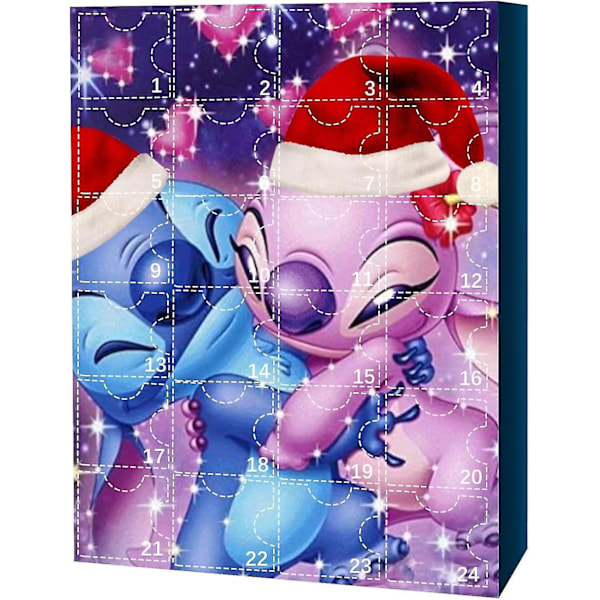 Anime Stitch Julekalender Kompatibel til Børn 24 Dages Jule Nedtælling 24 Stk Tegneserie Legetøj Ornament C Set