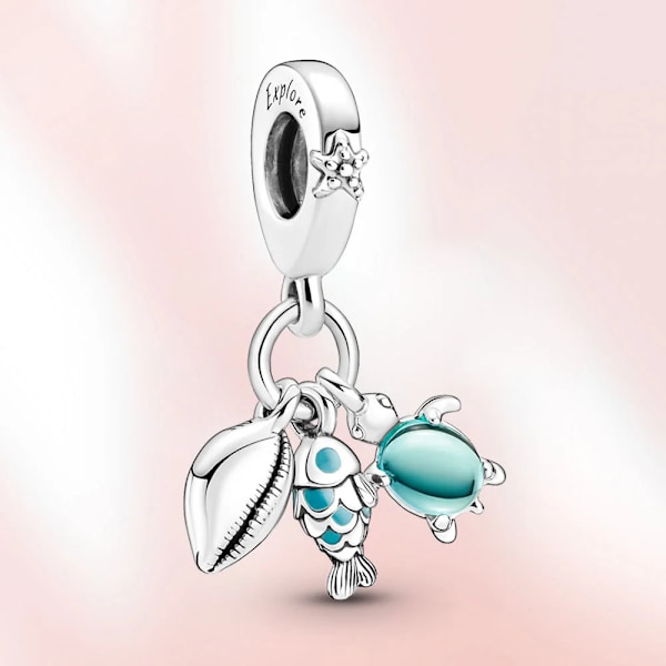 Ny Charm 925 Sterling Silver Murloc Bead Krabba Svart Pärla Hänge Murano Sköldpadda Passar Original Pandora Armband Kvinnor Kärlekspresent P23