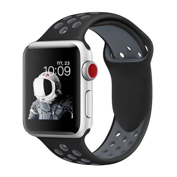 Silikonband f?r Apple Watch Band Tillbeh?r iWatch Band Rem svart&grå 38/40mm