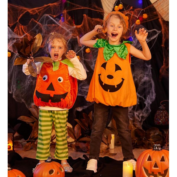 Halloween-kostymer for barn, varm gresskarvest for gutter og jenter pumpa väst 3-4 år