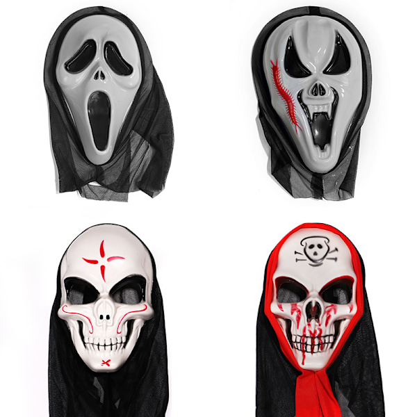 Halloween-huuto naamio aikuisille ja lapsille, kauhu naamio, pääpeite, hauska pelottava haamu kasvo kallo vampyyri pukeutuminen EVA scream mask