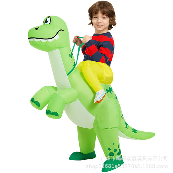 Dinosaur oppustelig dragt til sportspræstationer, ridning dinosaur kostume, Halloween kostume Big eyes green l mount dinosaur Toddler 80-100cm