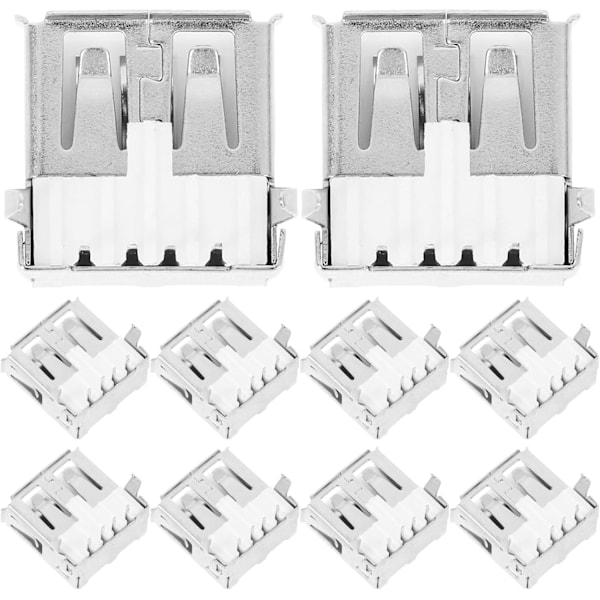 100 stk. USB-kontakt hunn USB-kontakt hunnkontakt USB-port erstatning hunn USB loddekontakt elektroniske deler robuste USB hunnporter