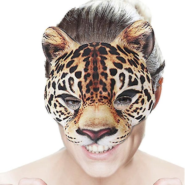 Halvmask Leopard One Size, Realistiskt print på polyester/eva, Resår, Karneval, Halloween, Klänning, Temafest, Kostym, Teater, Fancy Dr