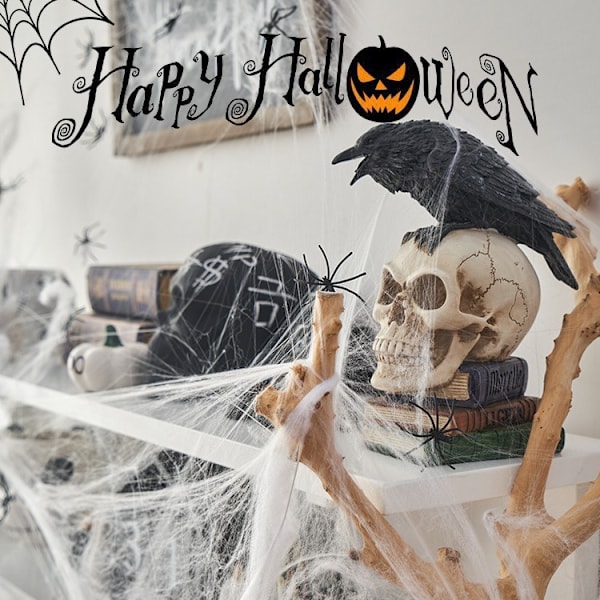 Halloween-yön hämähäkinseitit silkki koristeet päiväkotiin kauppaan baariin juhlatunnelmaa rekvisiitta näyttämön asettelun pukeutumiseen White [200g] Free 60 Spiders