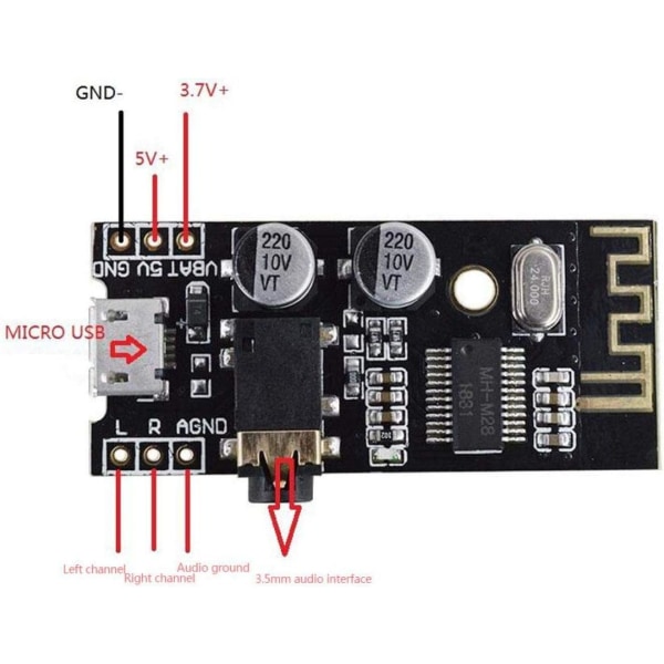 Bluetooth kort, MH-MX8 ljudmottagare Bluetooth -modul - trådlös elektronik för högtalarljudsystem DIY(M28)