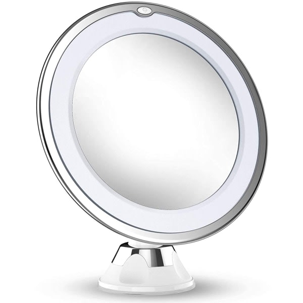 Uppdaterad 10X f?rstorande sminkspegel med lampor, LED-belyst b?rbar hand kosmetisk f?rstoring Light Up Speglar