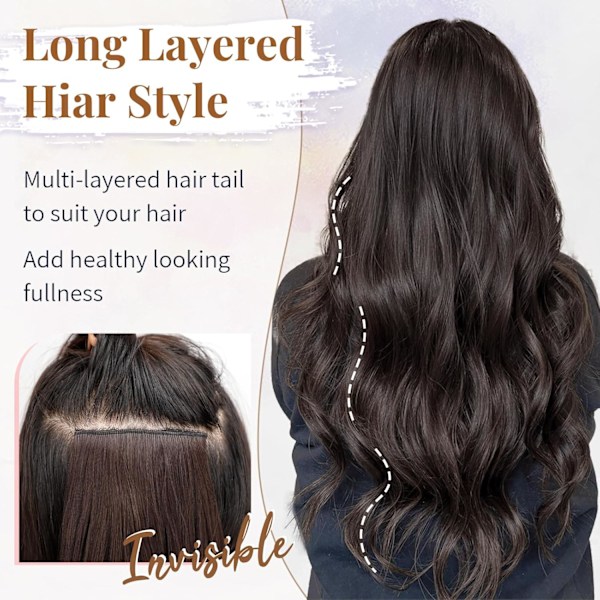 Clip in Hair Extensions Tjockt Långt Rakt Hår Extensions Uppgradering Mjuk Spetsväft Lätt 7PCS Lager Hår Extensions Svart 14Tum för Kvinnor