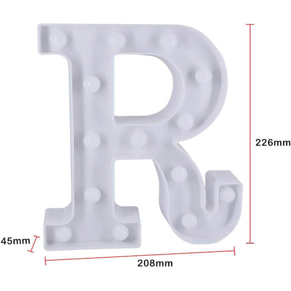 LED-bokstavlys for fester og bryllup, batteridrevet (R) vit