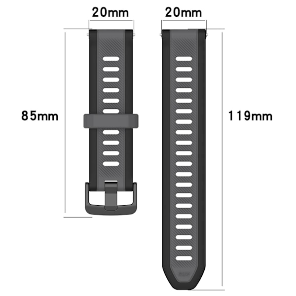 20mm silikone rem til Garmin Forerunner 245 / 245 Music