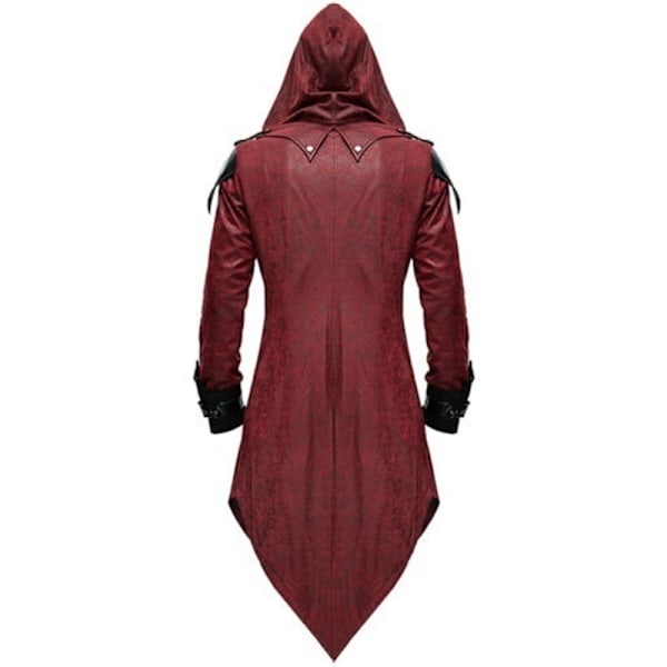 Ulkomaan kaupan boutique Eurooppalainen ja amerikkalainen keskiaikainen Cosplay-asu Halloween retro-paikkaus takki Goottilainen salamurhaaja Red=650g 5XL