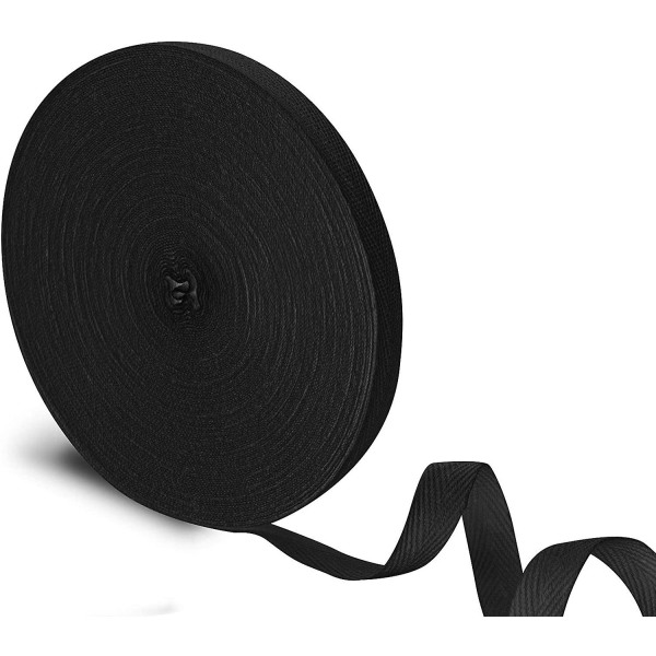 Twill-tejpband Mjukt naturligt kypertband Fiskbensvävtejp Sy kypertband för att göra självhantverk (svart, 27 yards)