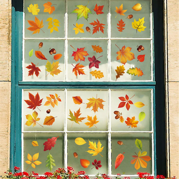 Thanksgiving elektrostatiska klistermärken Fallande löv Maple Leaf fönsterglas klistermärken