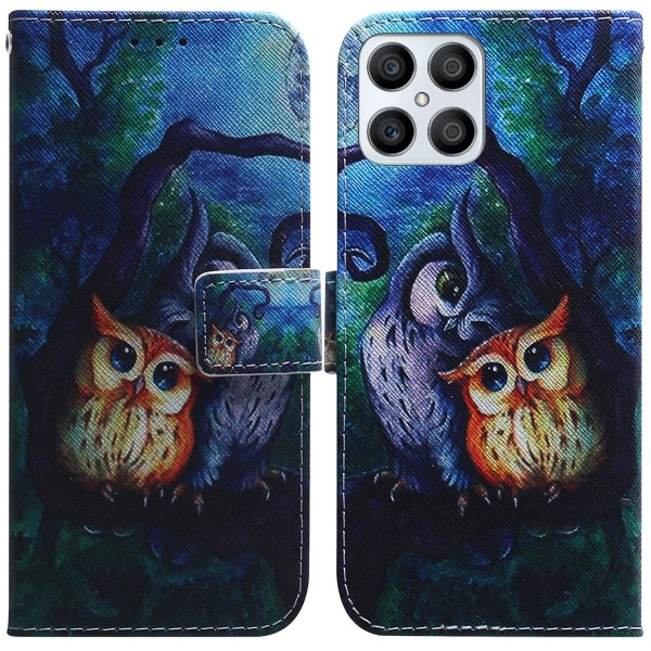 Kompatibel med Honor X8 Case Owl M?nster Magnetic Flip Pl?nbok Phone case Kickstand Kreditkortsh?llare Cover