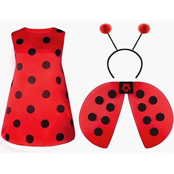 Halloween Voksen Marihøne Bie Cosplay Party Bie Marihøne Kostyme Vinger Ladybug three piece set M