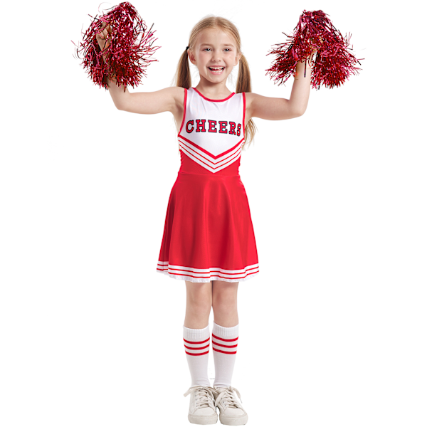 Cheerleadingdräkter för barn, förskoleflickor, cheerleadinguniformer, scenframträdanden, skolcheerleadingdräkter 黑色 身高110cm