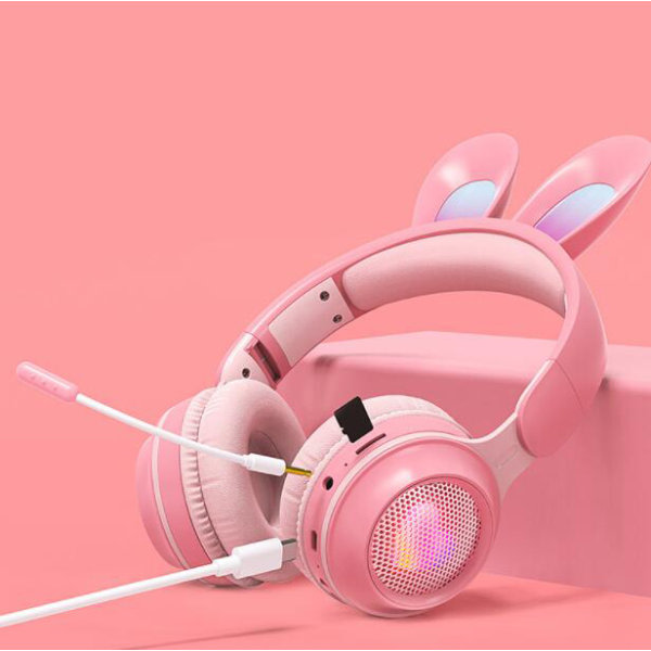 Tr?dl?sa h?rlurar Cute Ear Bluetooth -h?rlurar rosa körsbär