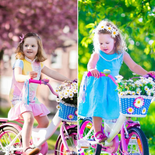 1 st Barncykelklockor（Bl?）, Cykeltillbeh?rf?r toddler Blommor Bike Ring Alert Horn Ringer f?r pojke och flicka