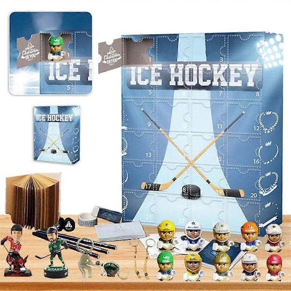 Ishockey Adventskalender 2024 för Barn & Familj, 24 Dagar Julnedräkningskalender med Samlarfigurer Sportpresent Standard Default