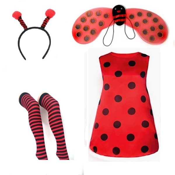 Halloween-kostym för vuxna - Ladybagge och Bi - Cosplay-fest - Ladybagge- och Bi-vingar Ladybug four piece set M