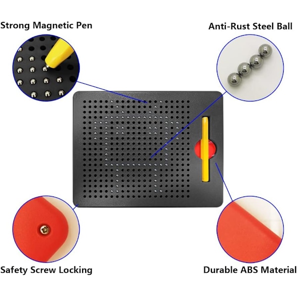 Lille Sort Magnetisk Tegnebræt til Børn, Afvisbar, Læringslegetøj med Pen og Stålkugle svart S svart