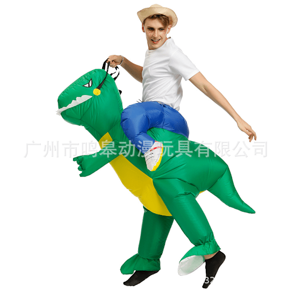 Dinosaur oppustelig dragt til sportspræstationer, ridning dinosaur kostume, Halloween kostume Green dinosaur Toddler 80-100cm