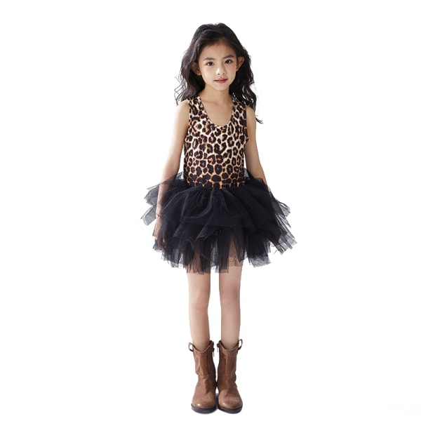 Toddler flickor Leopard Print Ballerina Outfit 5-6Y Cherry