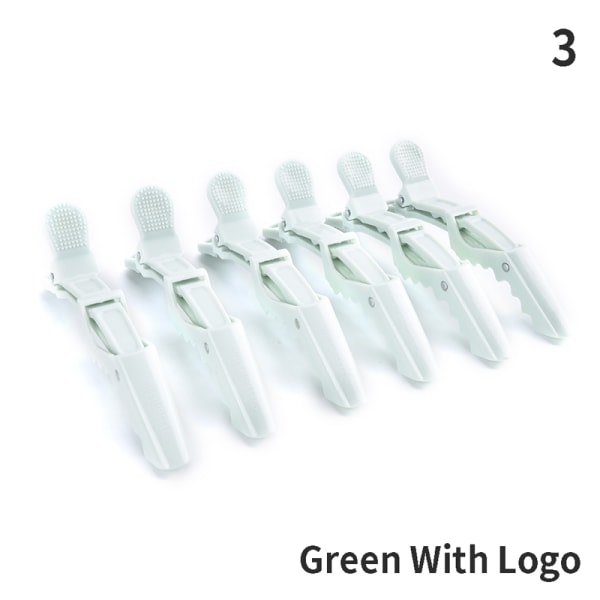 6 st Candy Color Plast Hårklämma Frisörklämmor Grön