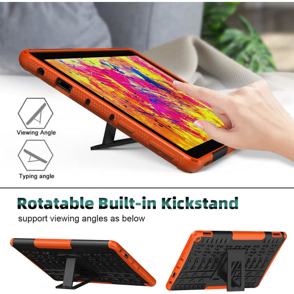 Kompatibel med FIRE HD 10 Tablet Case 2021, Heavy Dual Dual Layer St?ts?ker Slagt?lighet Kickstand Case